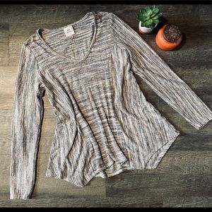 Knox Rose Space Dye Scoop Neck Ribbed Sweater